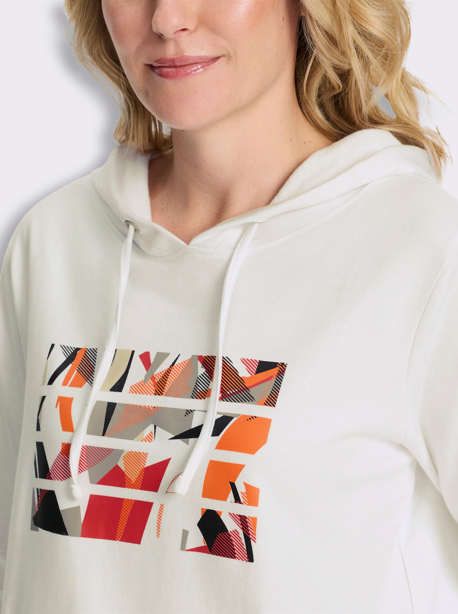 Kapuzensweatshirt mit Druck-Motiv - weiß-bedruckt