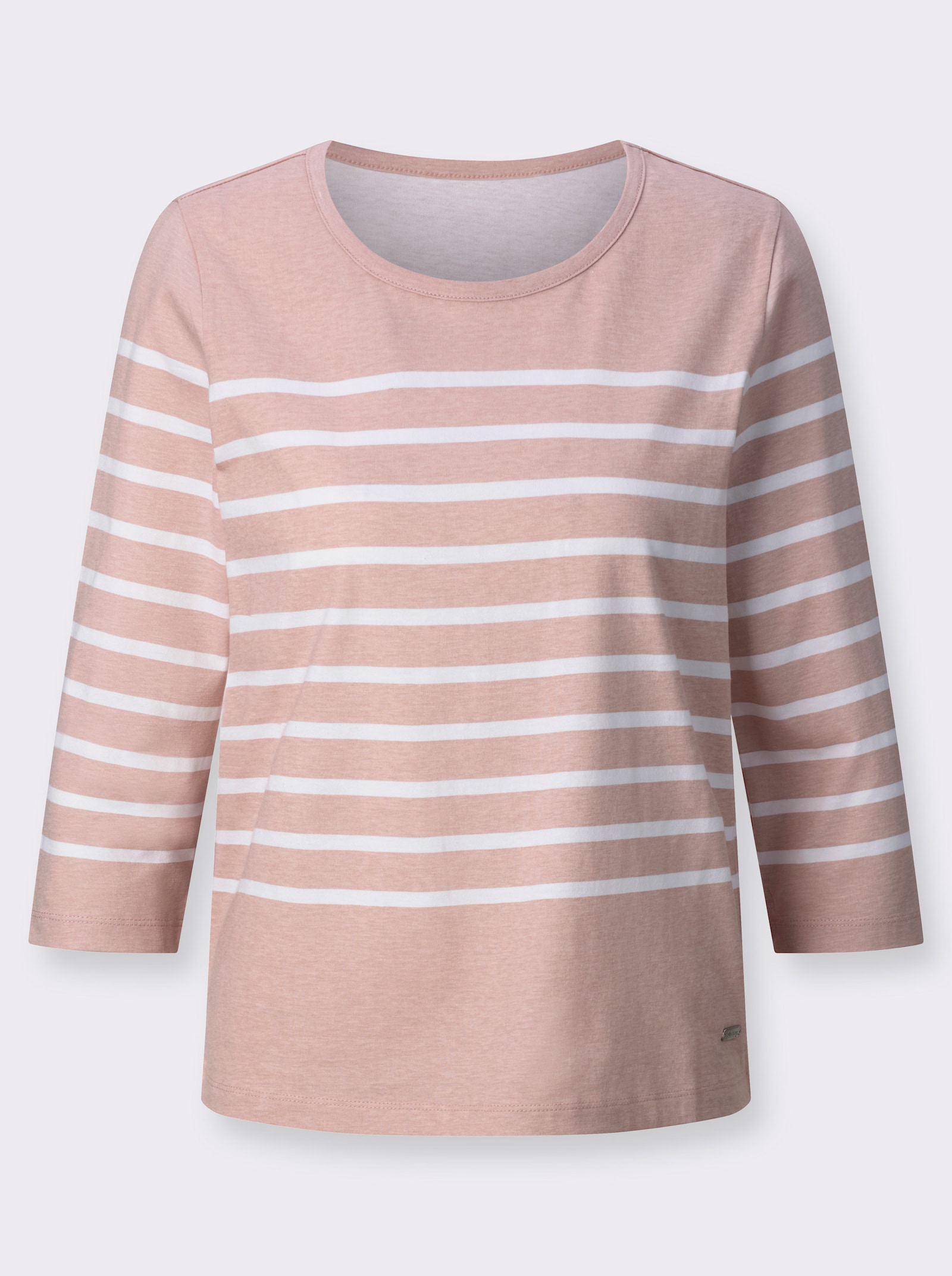 Ringelshirt mit Rundhals-Ausschnitt - puder-geringelt