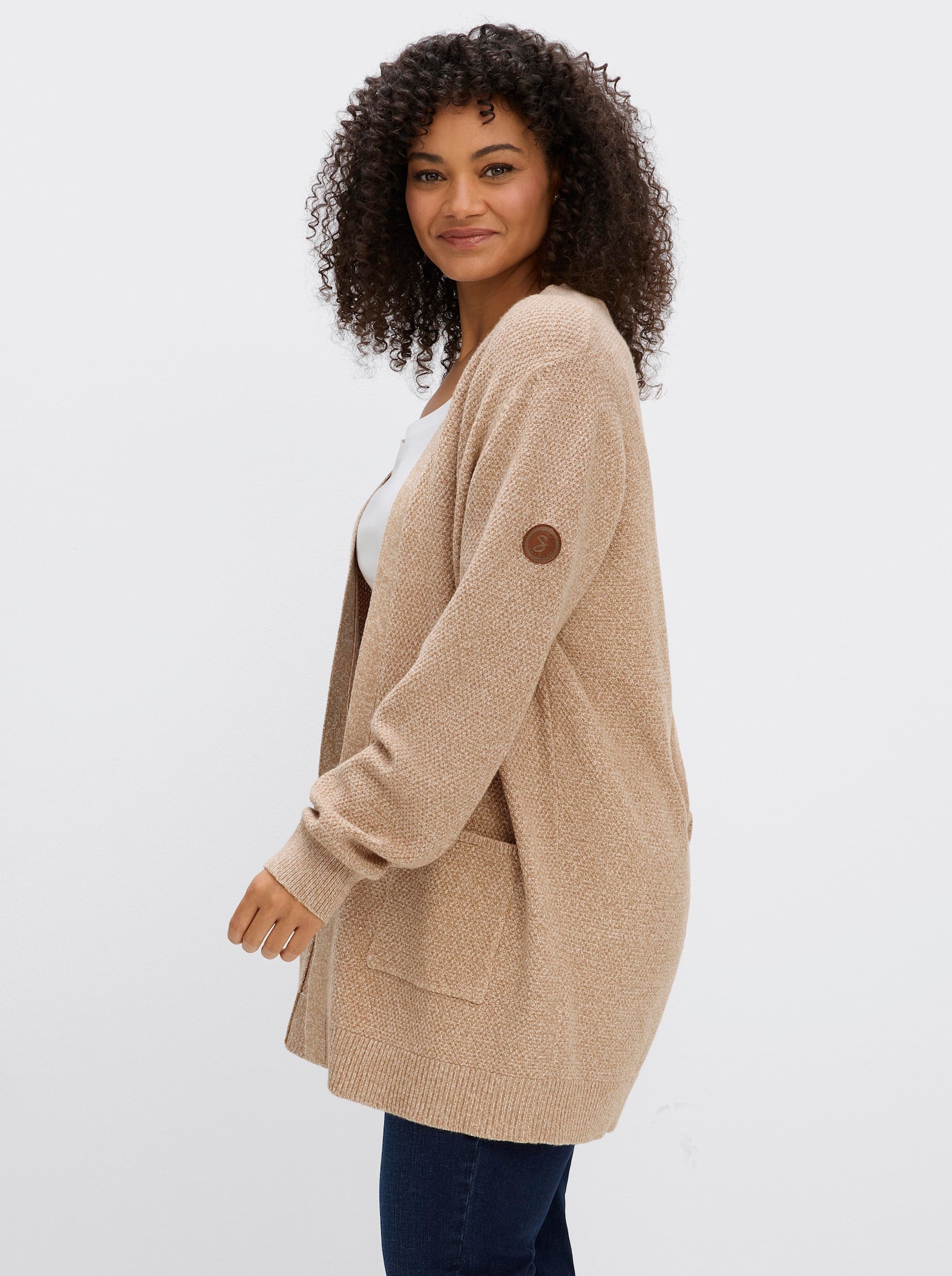 sheego Strickjacke in softer Strukturqualität - camel-meliert
