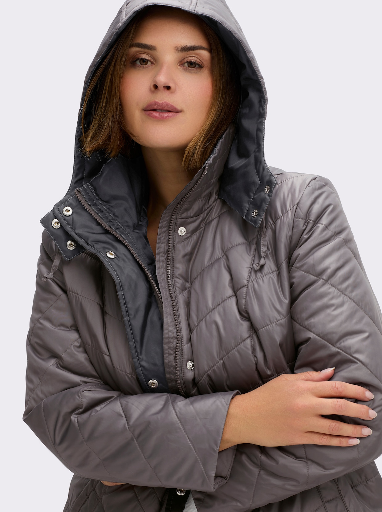 Steppjacke - taupe-schwarz