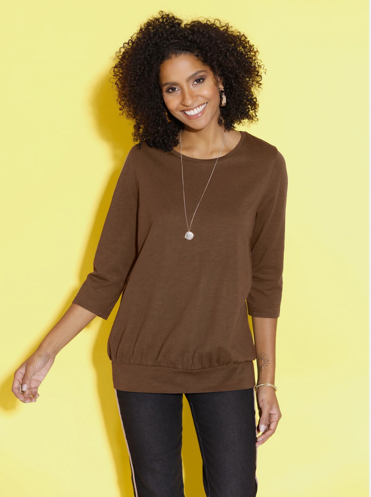 3/4-Arm-Shirt - rehbraun