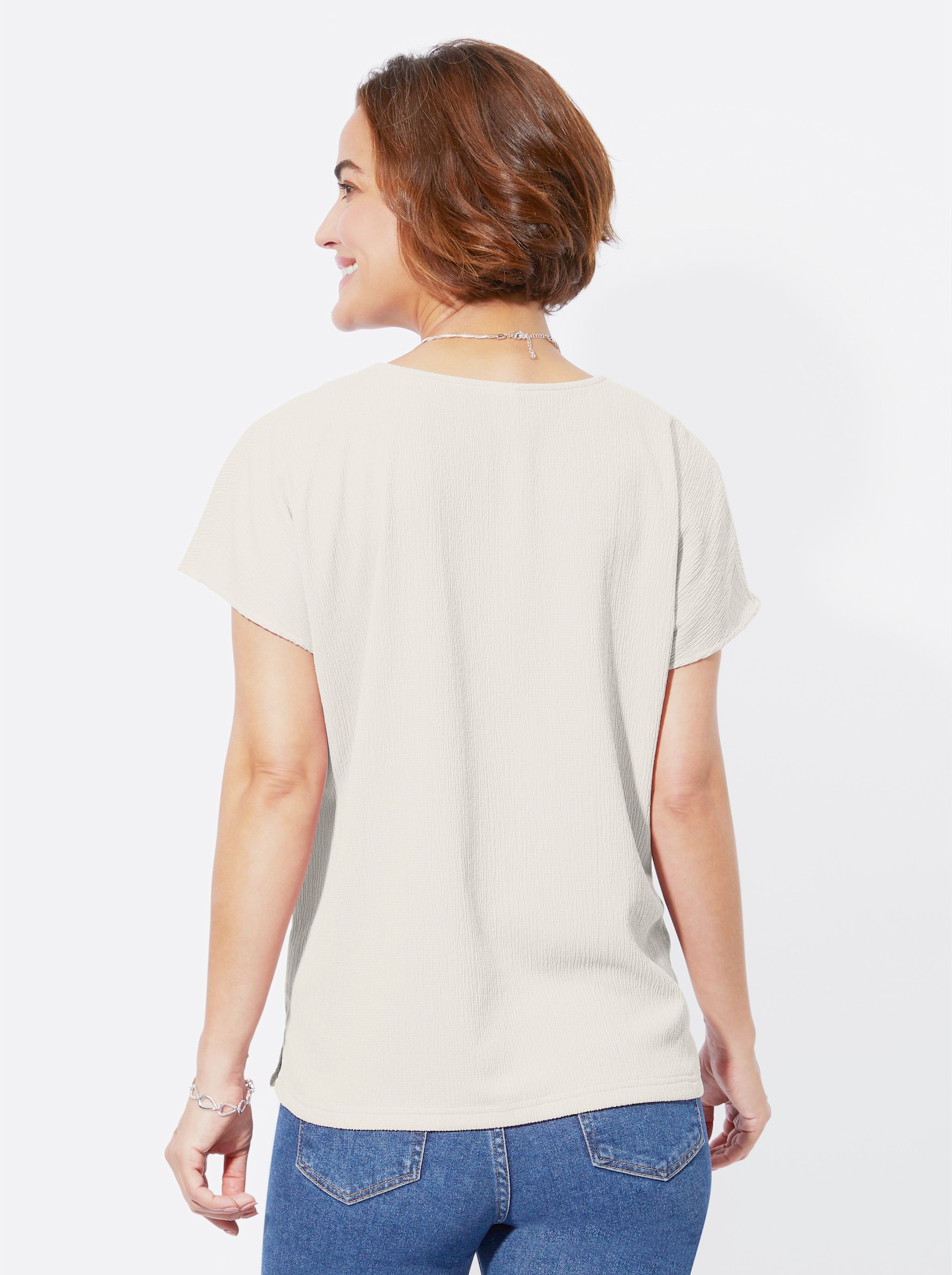 Comfortblouse met V-hals - ecru