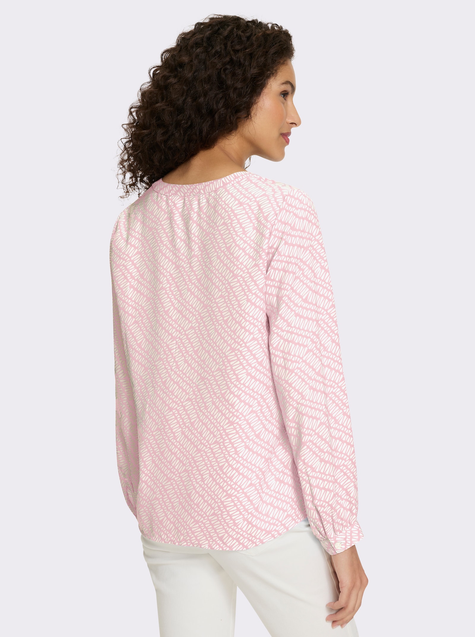 heine Schlupfbluse in Kofferware - hellrosé-ecru-bedruckt