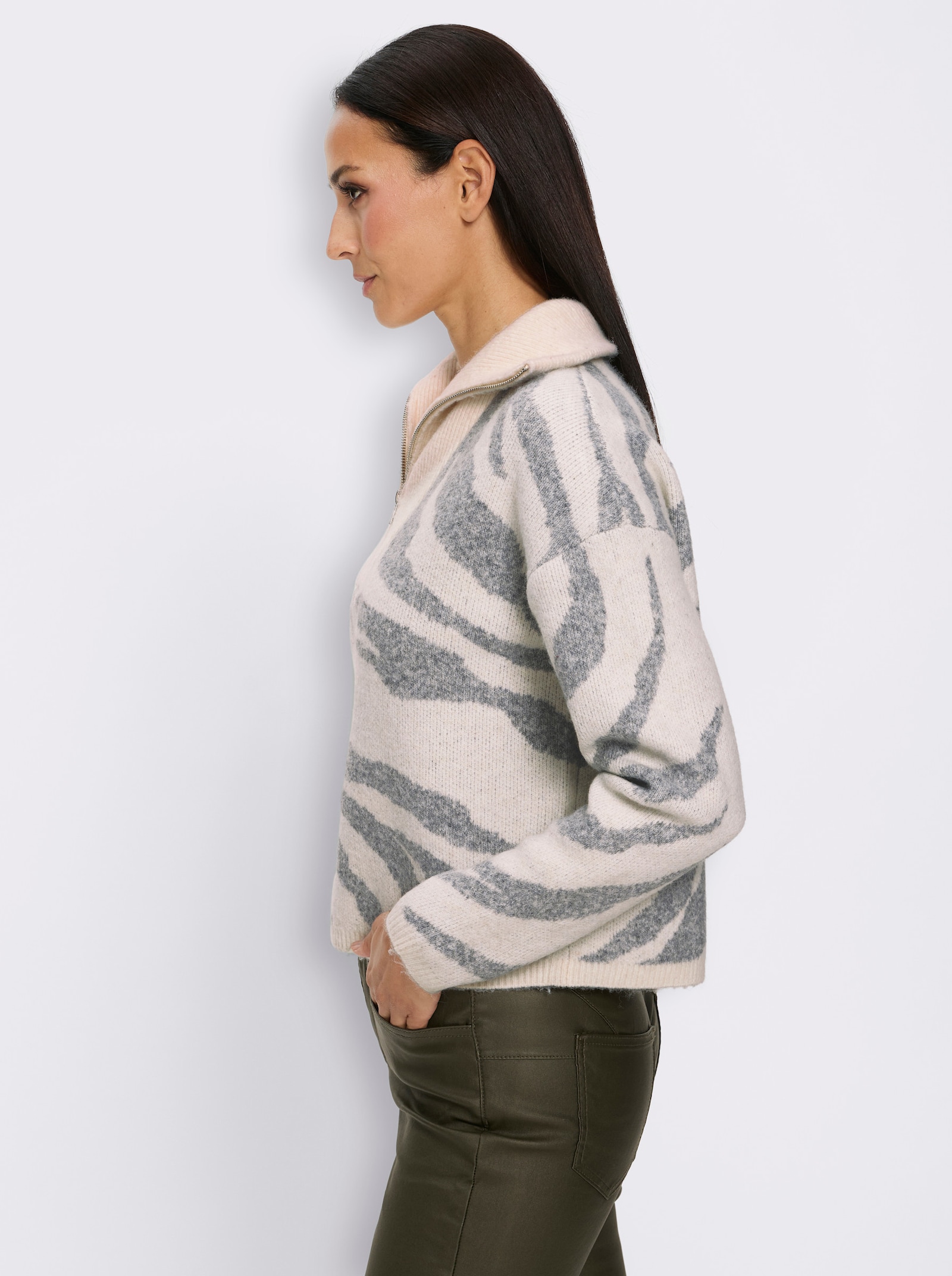 heine Troyer im Zebra-Dessin - champagner-steingrau-gemustert