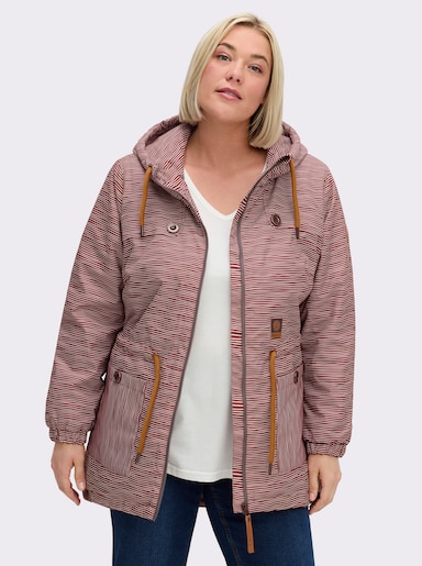 Jacke wind- und wasserabweisend - rostrot-weiß-geringelt