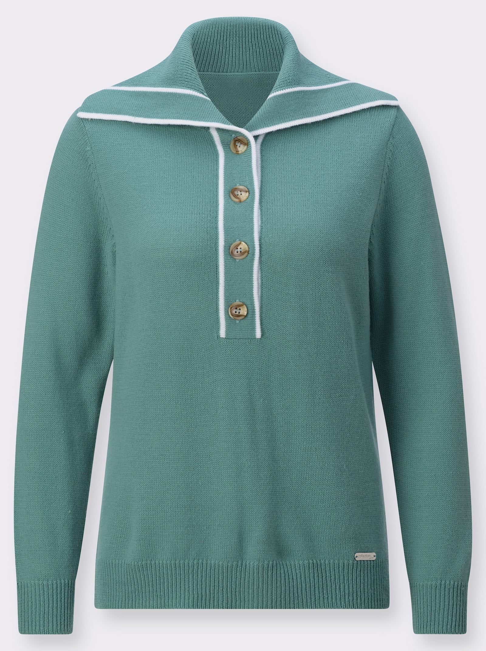 Pullover mit Troyerkragen - jade