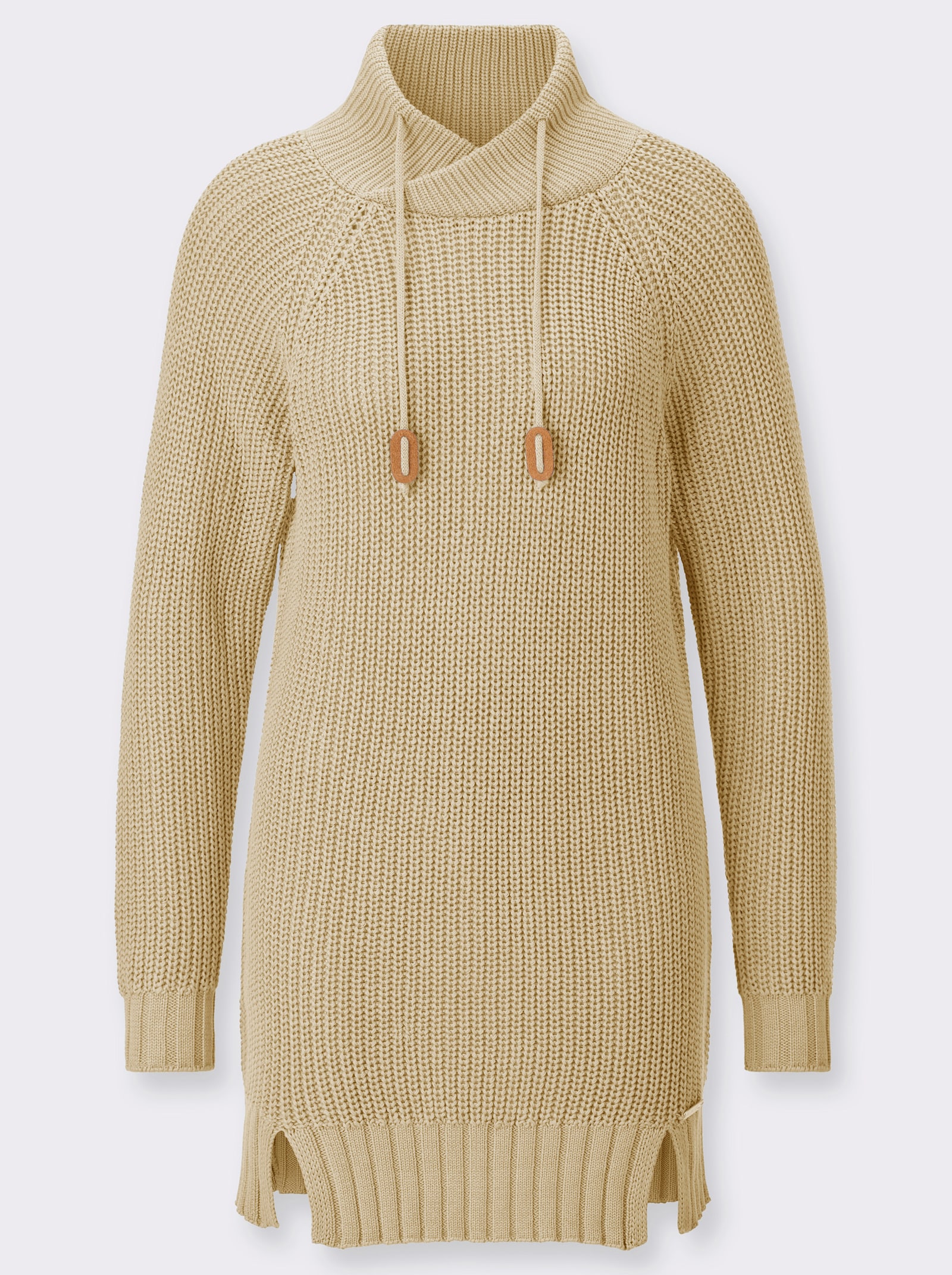 Longpullover mit Rippabschlüssen - sand