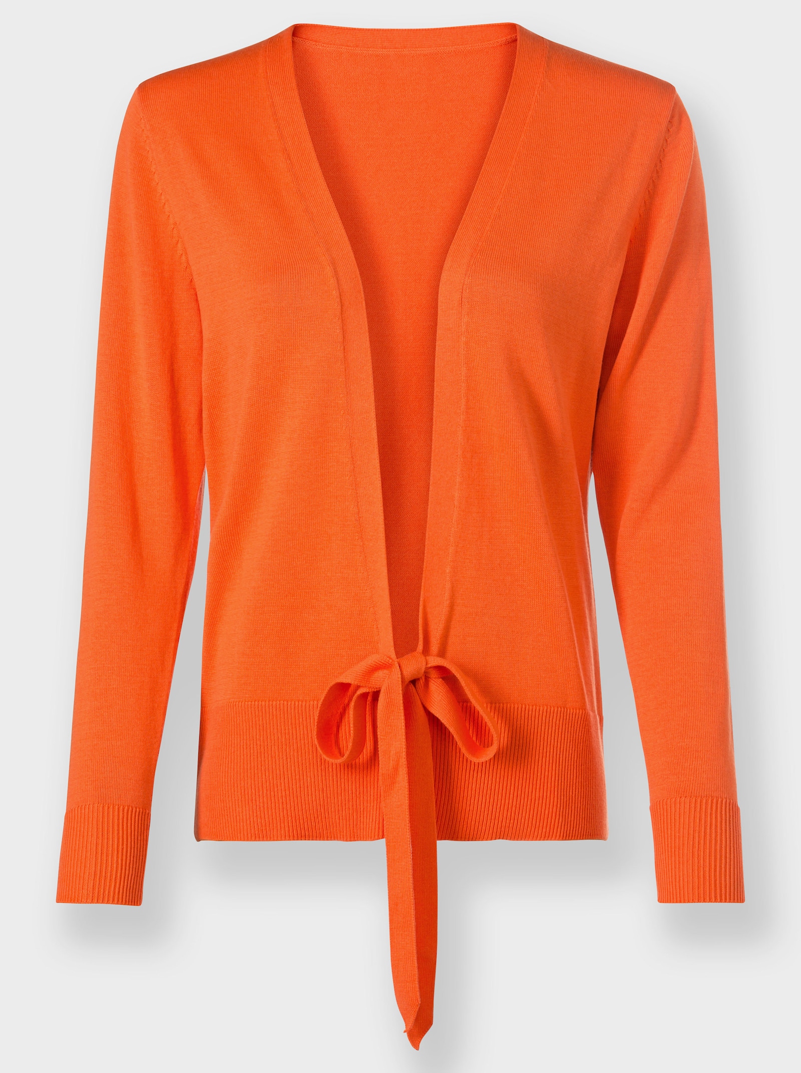 heine Feinstrickjacke mit Bindeband zum Knoten - orange