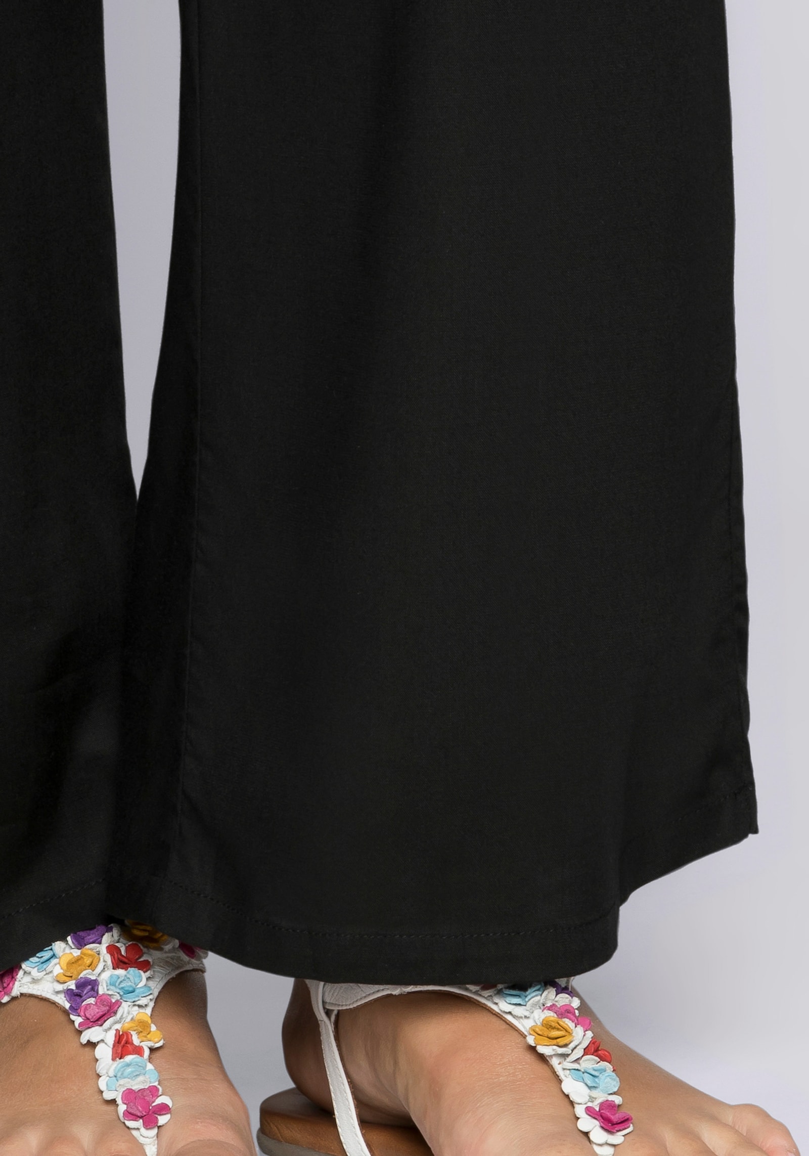 sheego Comfortbroek met wijde pijpen - zwart