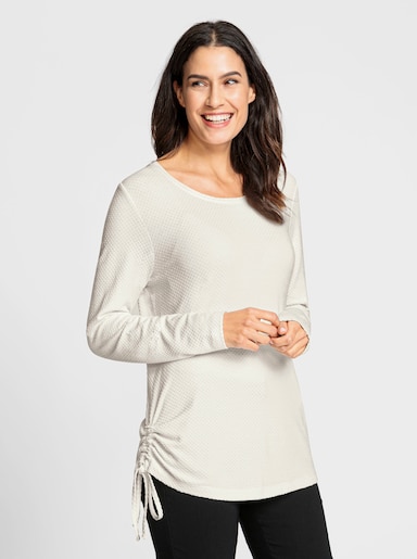 Langarmshirt mit Tunnelzug - ecru