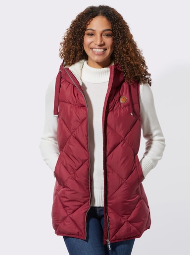 Kapuzenweste mit Fleece-Futter - dunkelrot