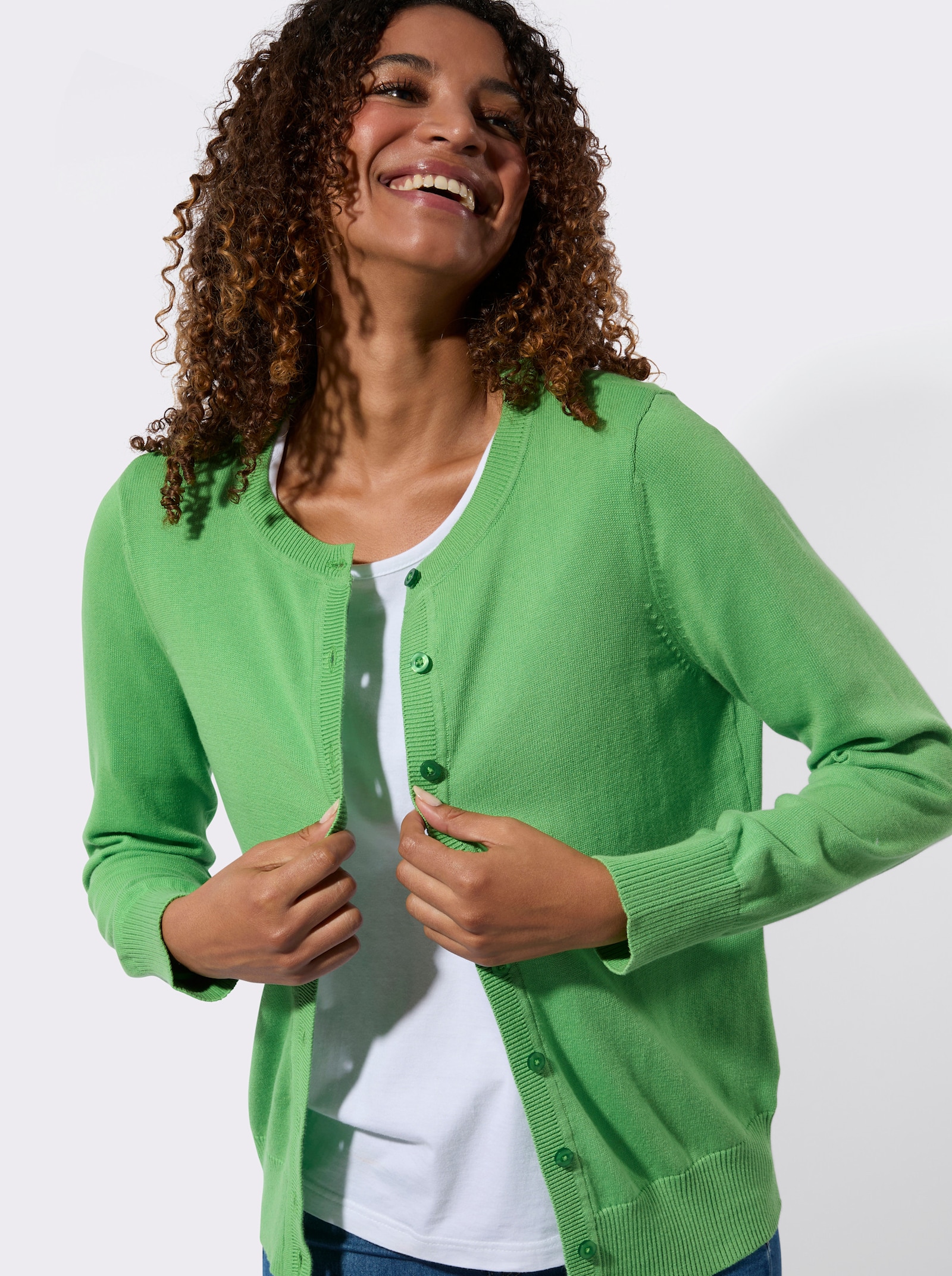 Cardigan met ribboorden - appel