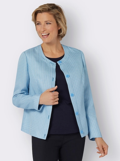 Bouclé-Blazer - aqua-ecru-gemustert