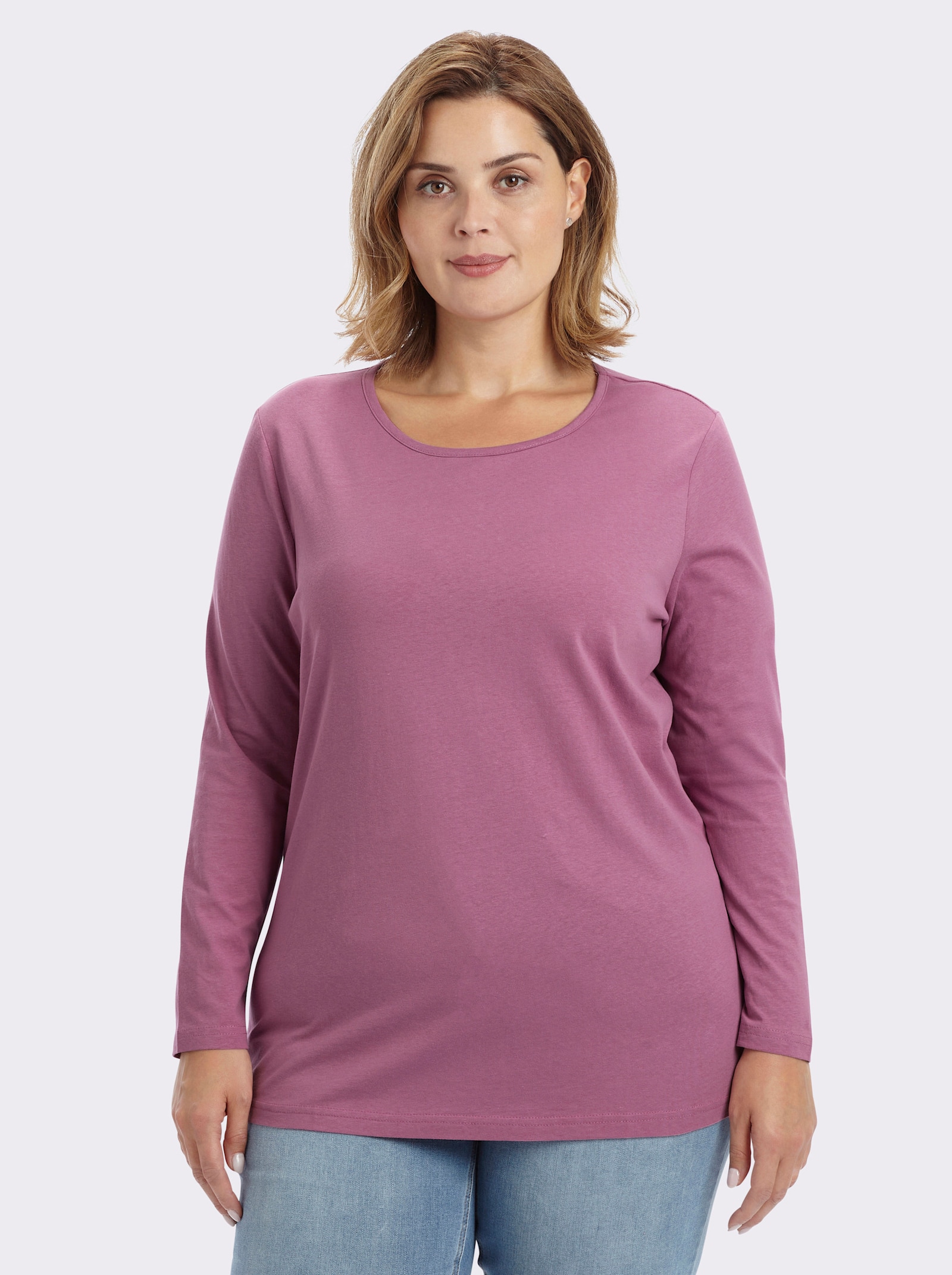 Langarmshirt in weiter Form - rosenholz