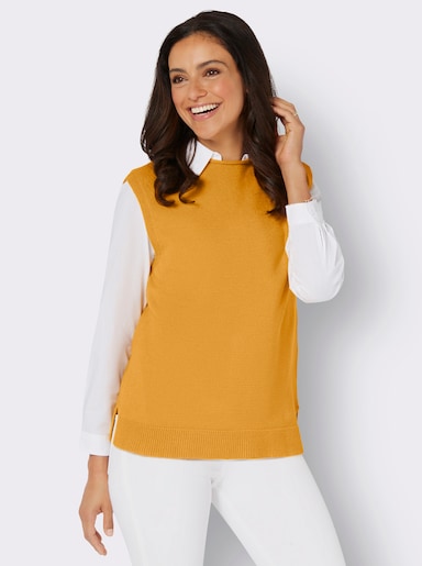 Pullunder mit gerolltem Stehkragen - ocker