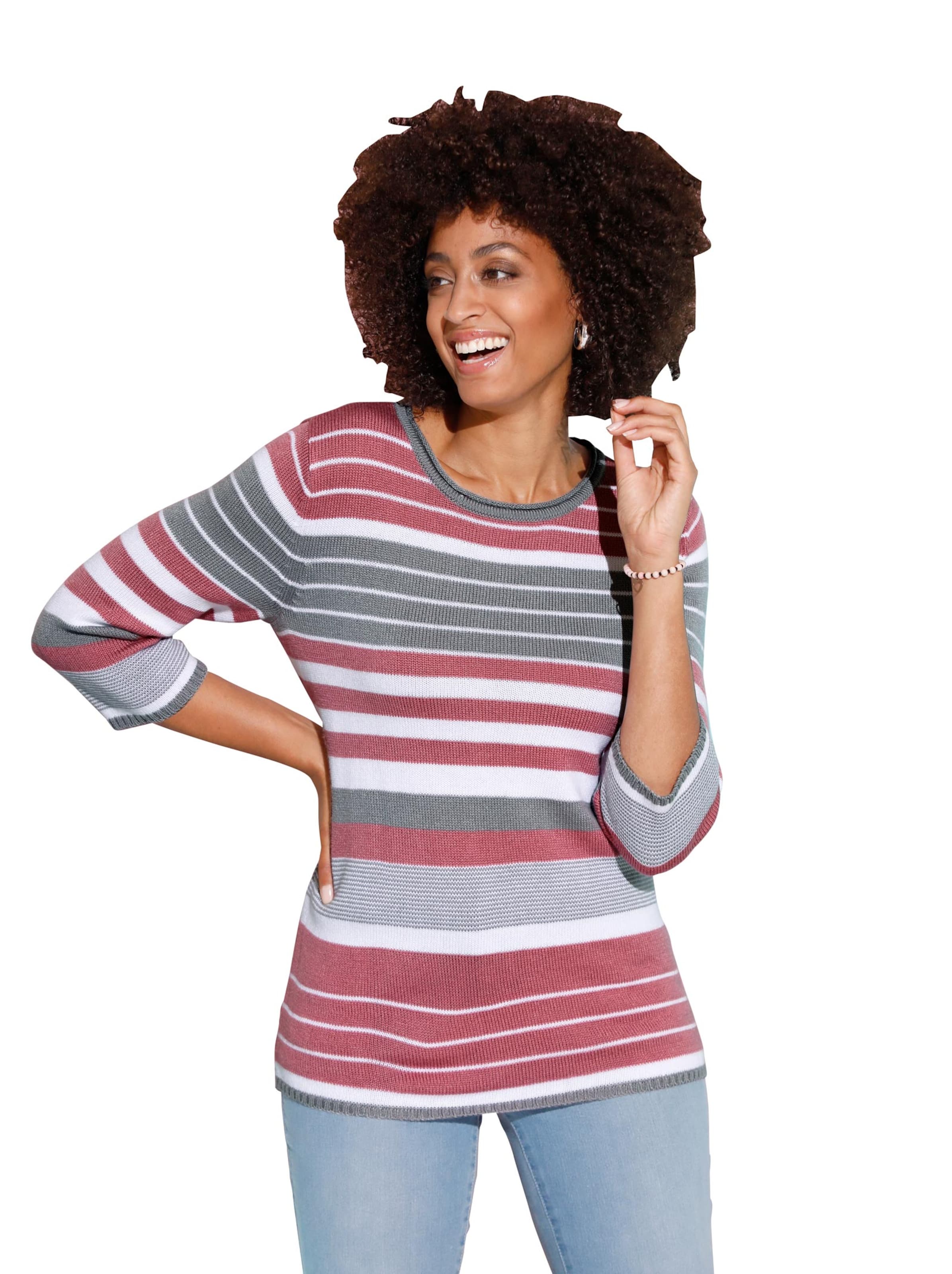 Pullover - altrosa-geringelt