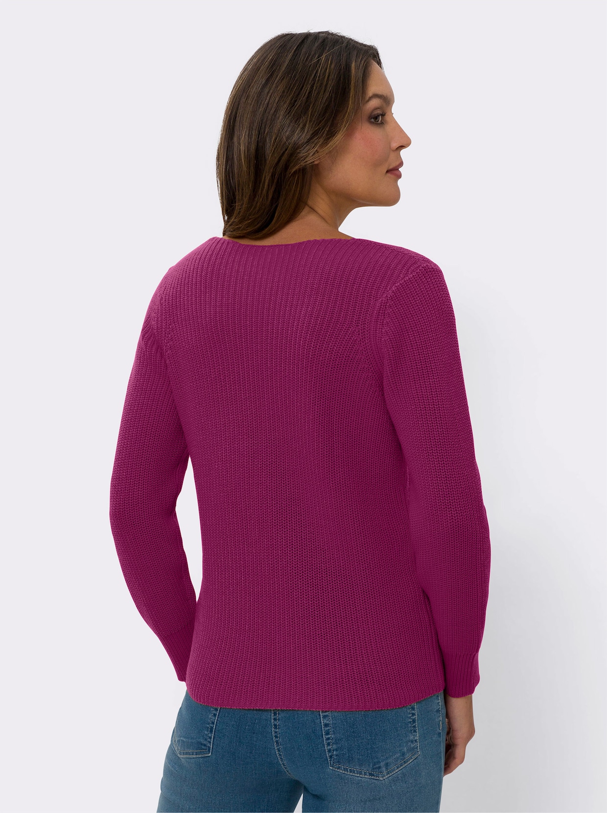 V-Ausschnitt-Pullover - magenta