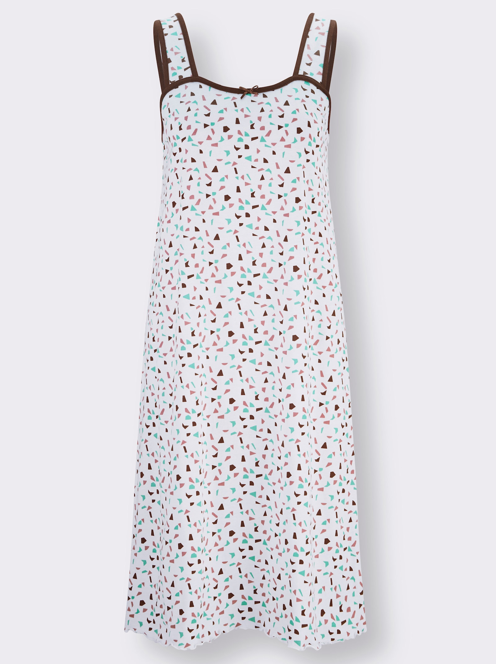 Nachthemd met contrastkleurige paspels - ecru geprint