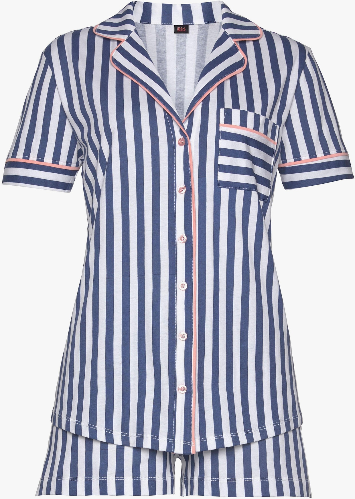 H.I.S shortama - donkerblauw/wit gestreept