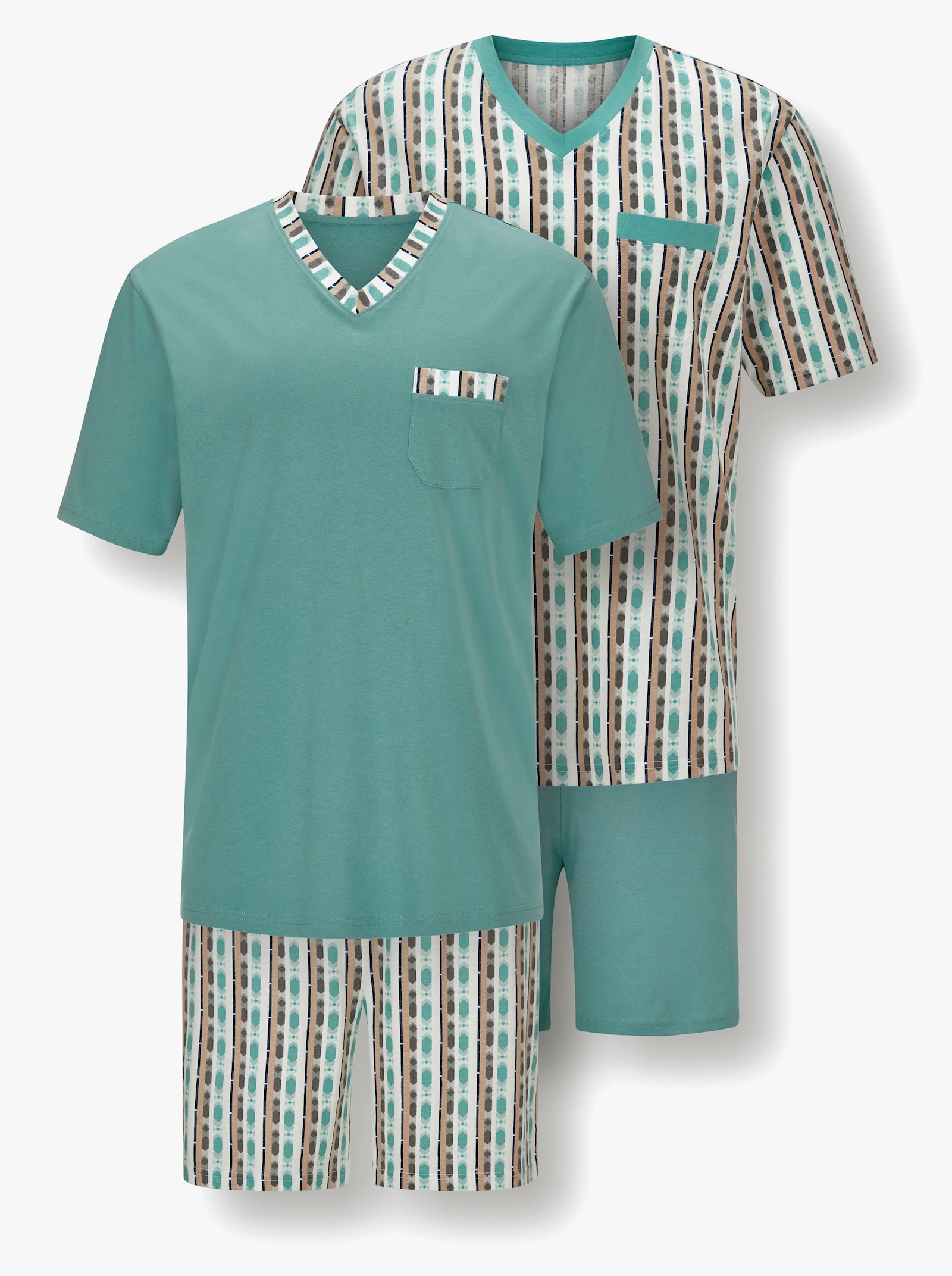 wäschepur men Shorty's - ecru/salie bedrukt + salie