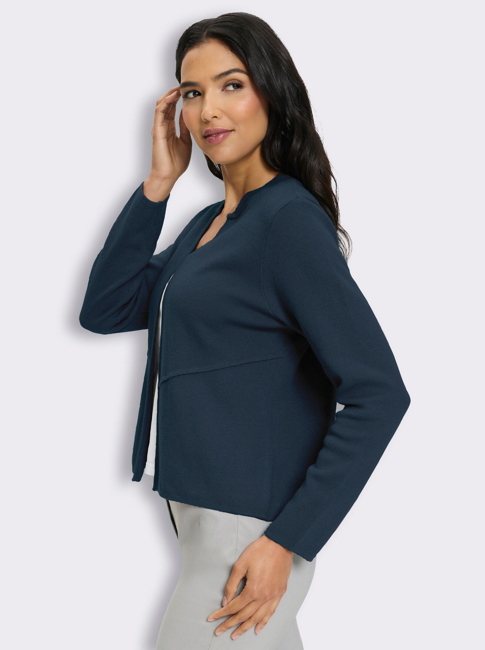 Strickjacke im Jaquard-Dessin - dunkelblau