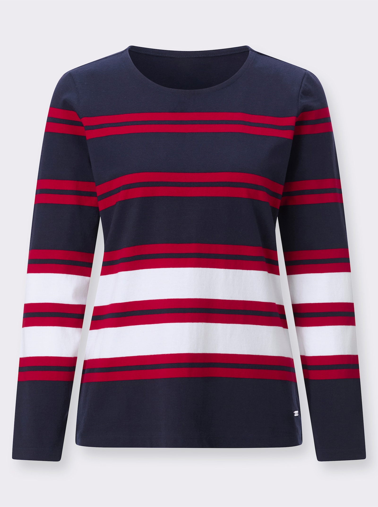 Langarmshirt im geringelten Druckmuster - marine-rot-geringelt
