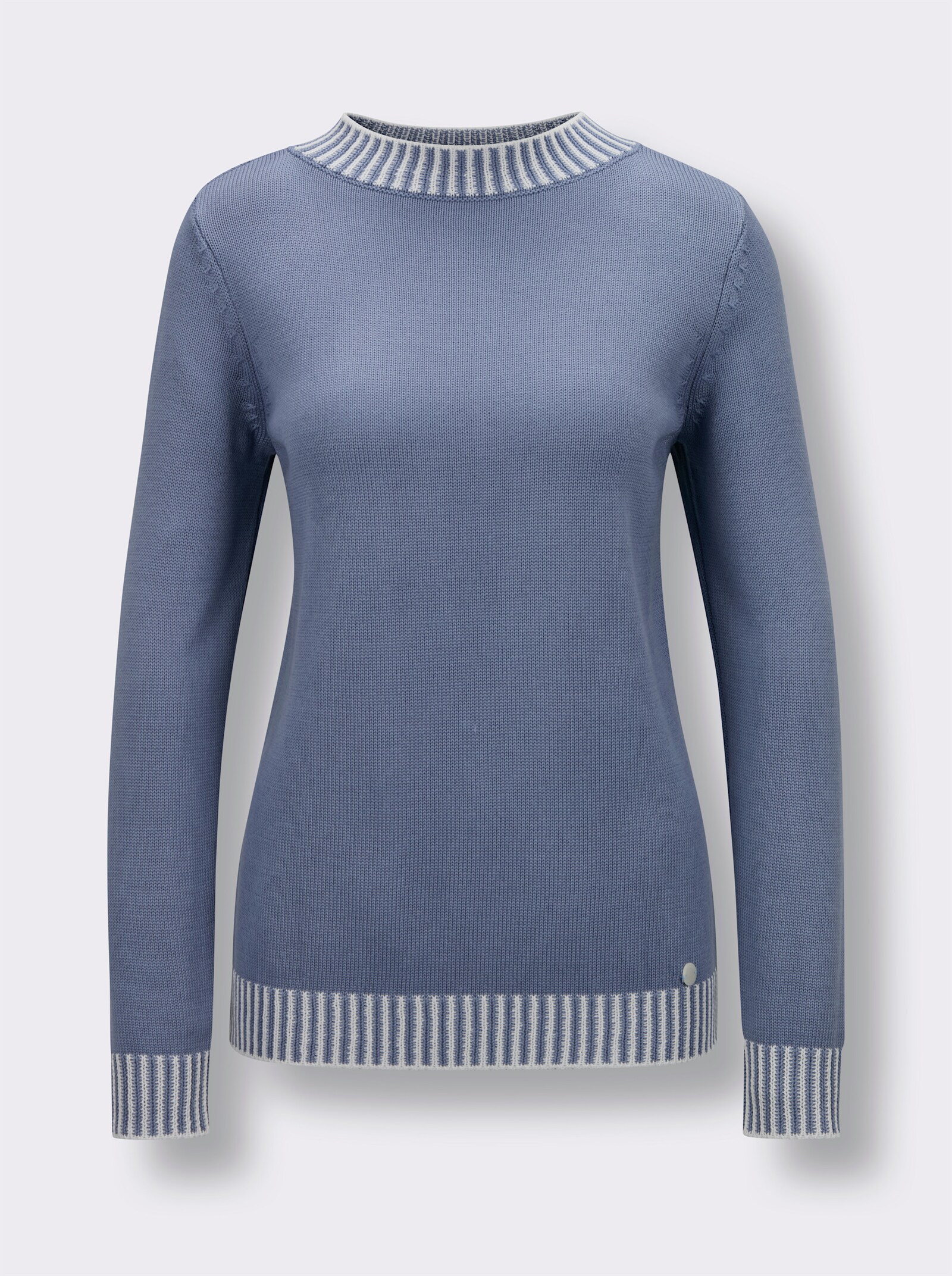 CREATION L PREMIUM Strickpullover mit Kontrasten an den Ärmeln - taubenblau