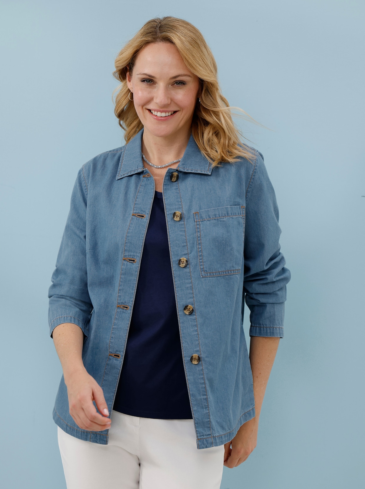 Jeansjacke mit Brusttasche - blue-bleached