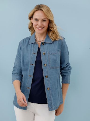 Jeansjacke mit Brusttasche - blue-bleached