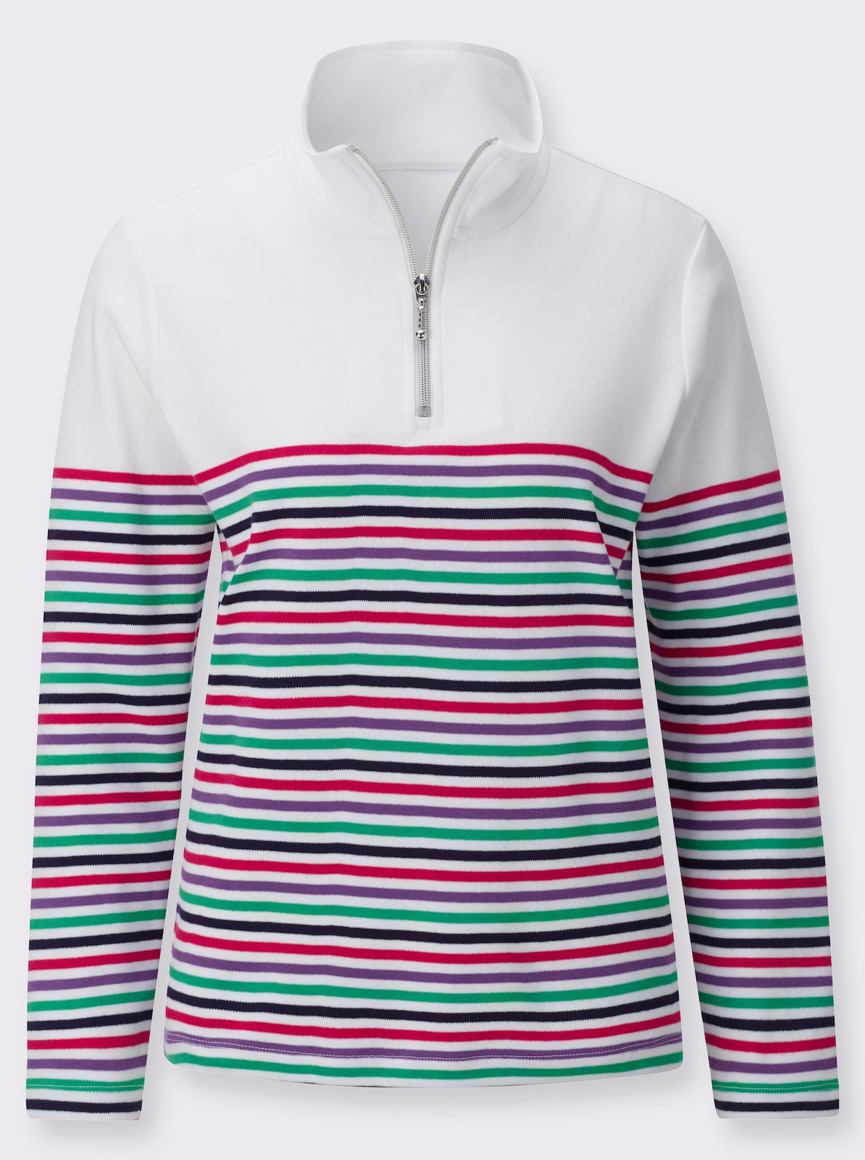 Sweatshirt - ecru-pink-bedruckt