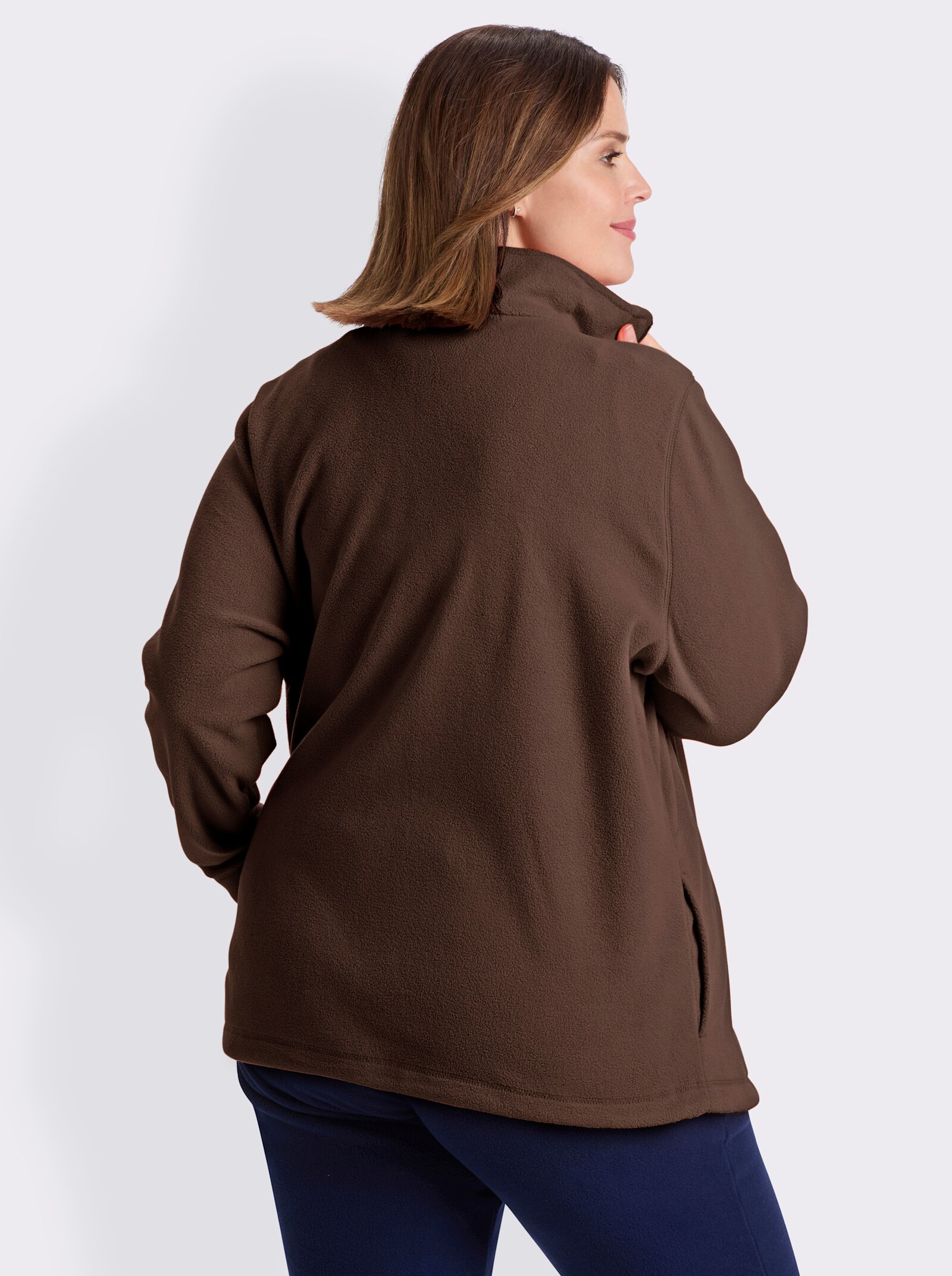 Fleecejacke Kordeldurchzug am Saum - mokka