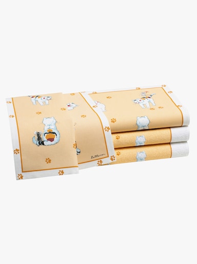 Frottiertücher - beige-weiß-bedruckt