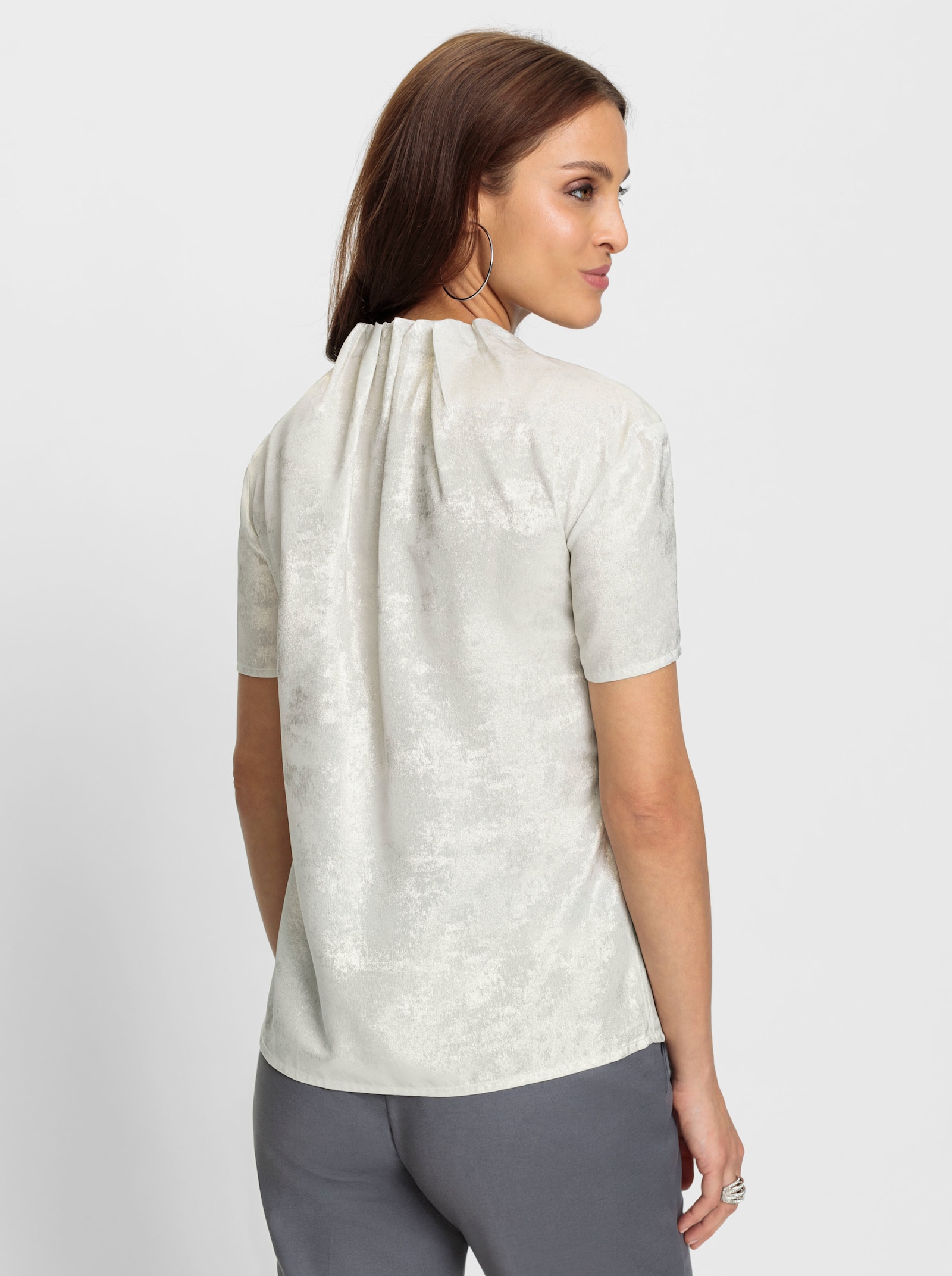 Schlupfbluse mit metallischem Glanz - silberfarben