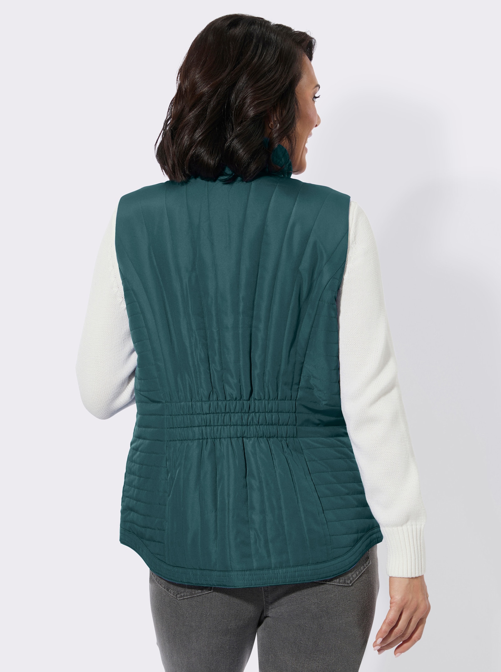 Steppweste mit Zippertaschen - petrol