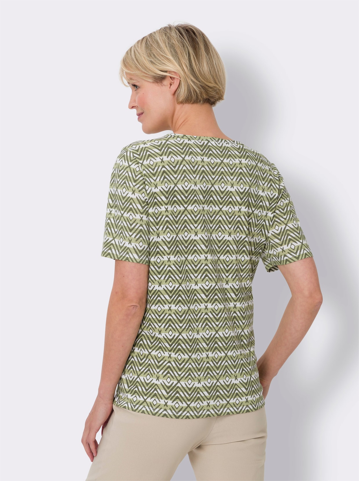 Shirt met korte mouwen - kaki/wit geprint