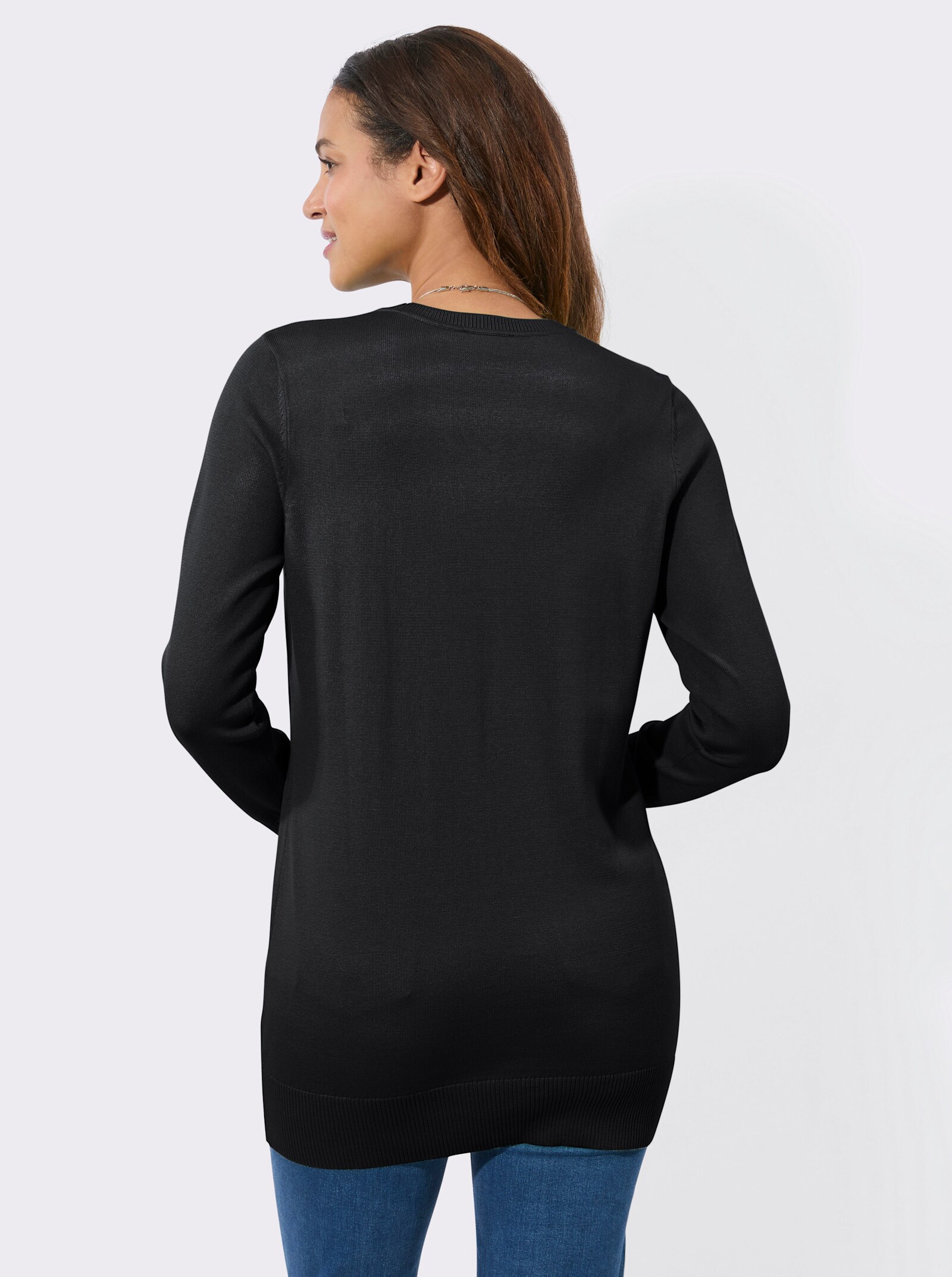 Lange pullover van fijntricot - zwart