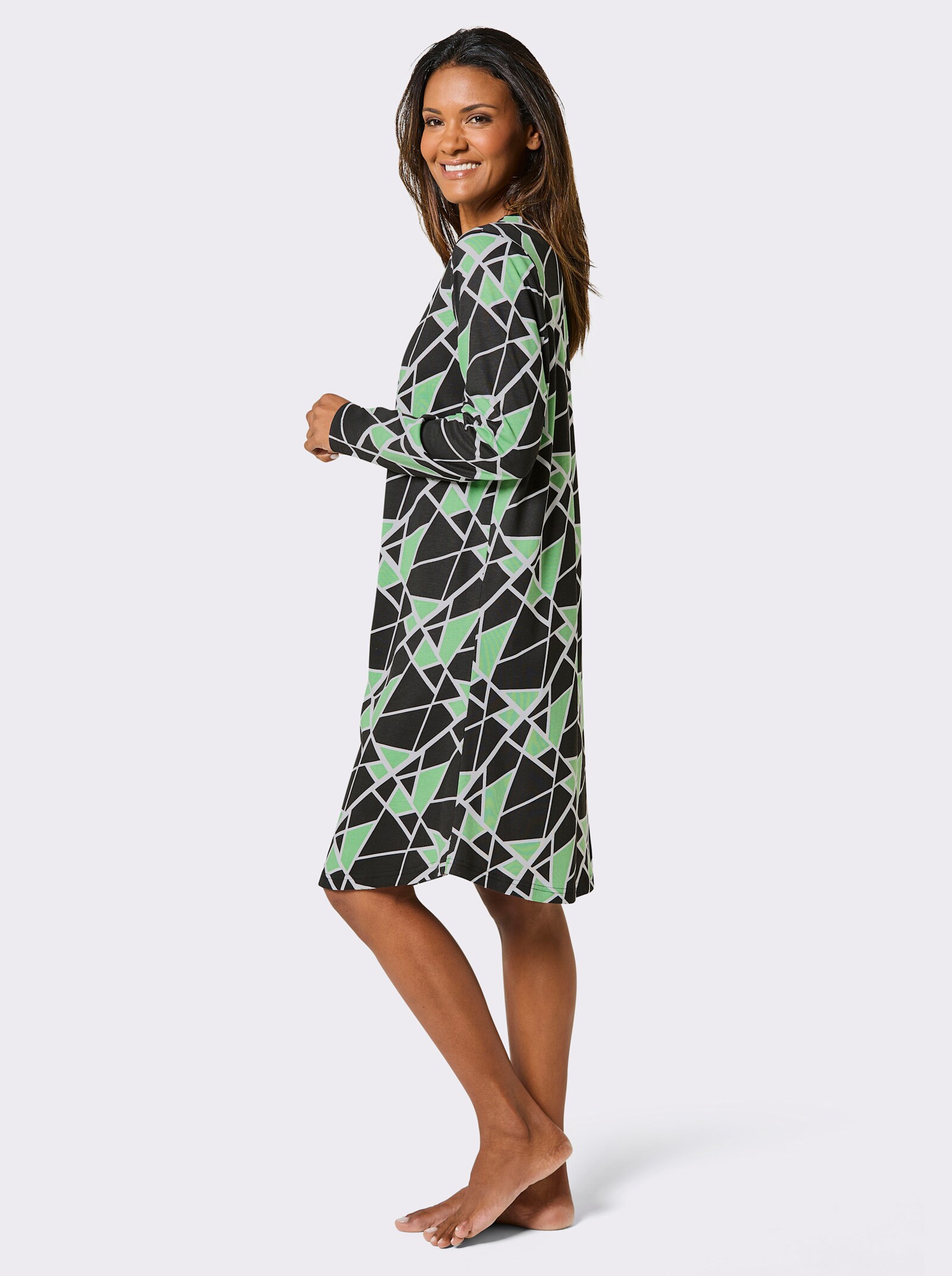 wäschepur Sleepshirt mit Grafik-Print - apfel-schwarz-bedruckt