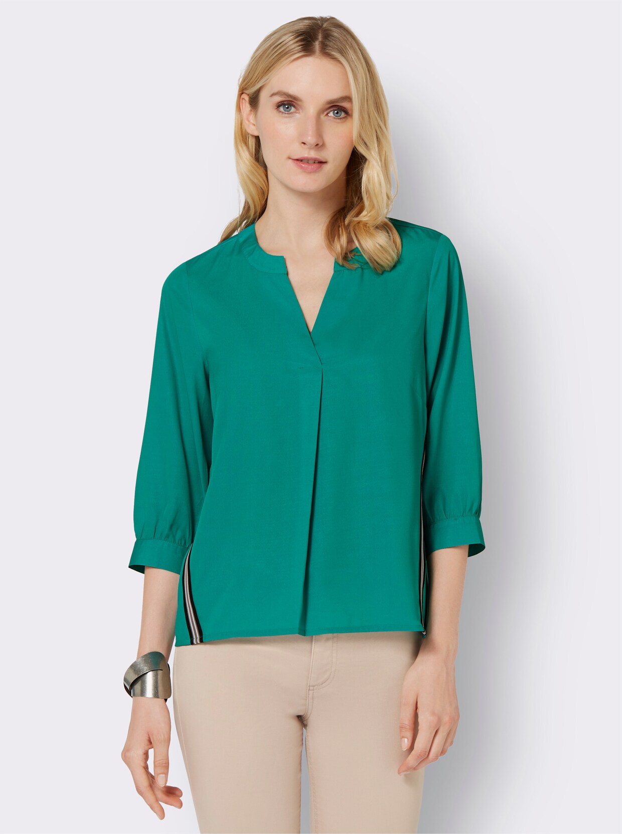 Crêpeblouse - smaragdgroen