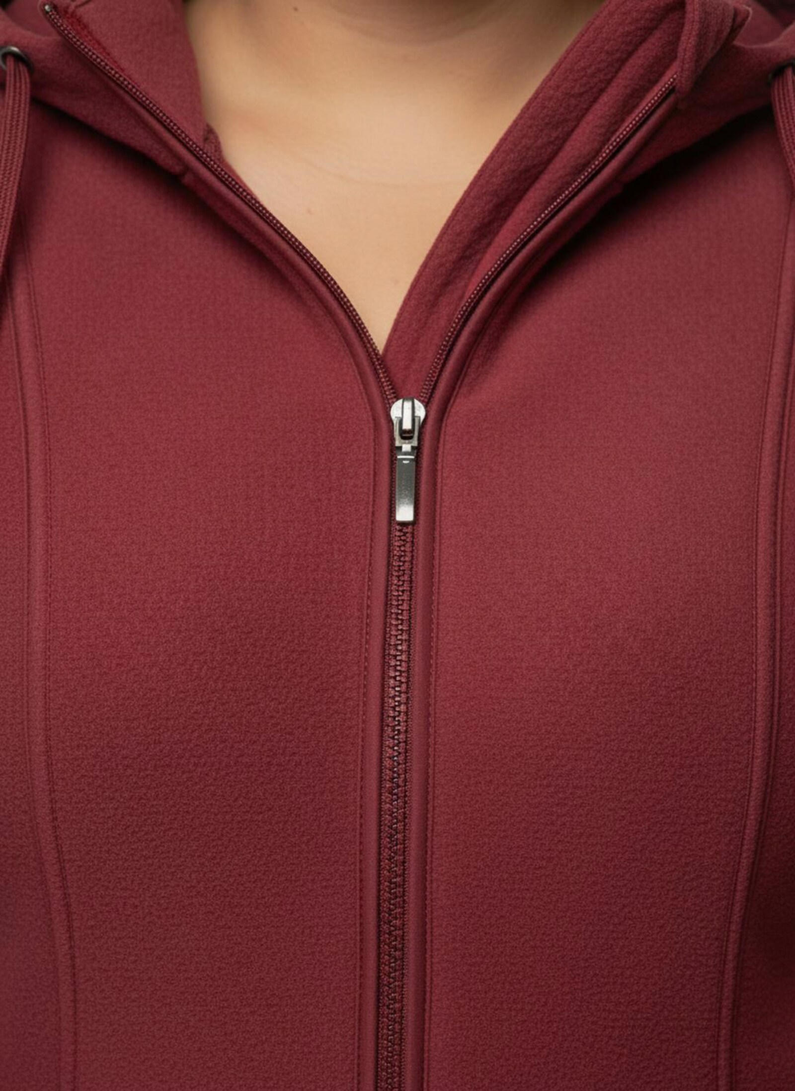 Fleecejacke mit abnehmbarer Kapuze - kirschrot