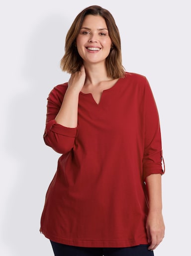 Longshirt mit Ärmeln zum Krempeln - bordeaux
