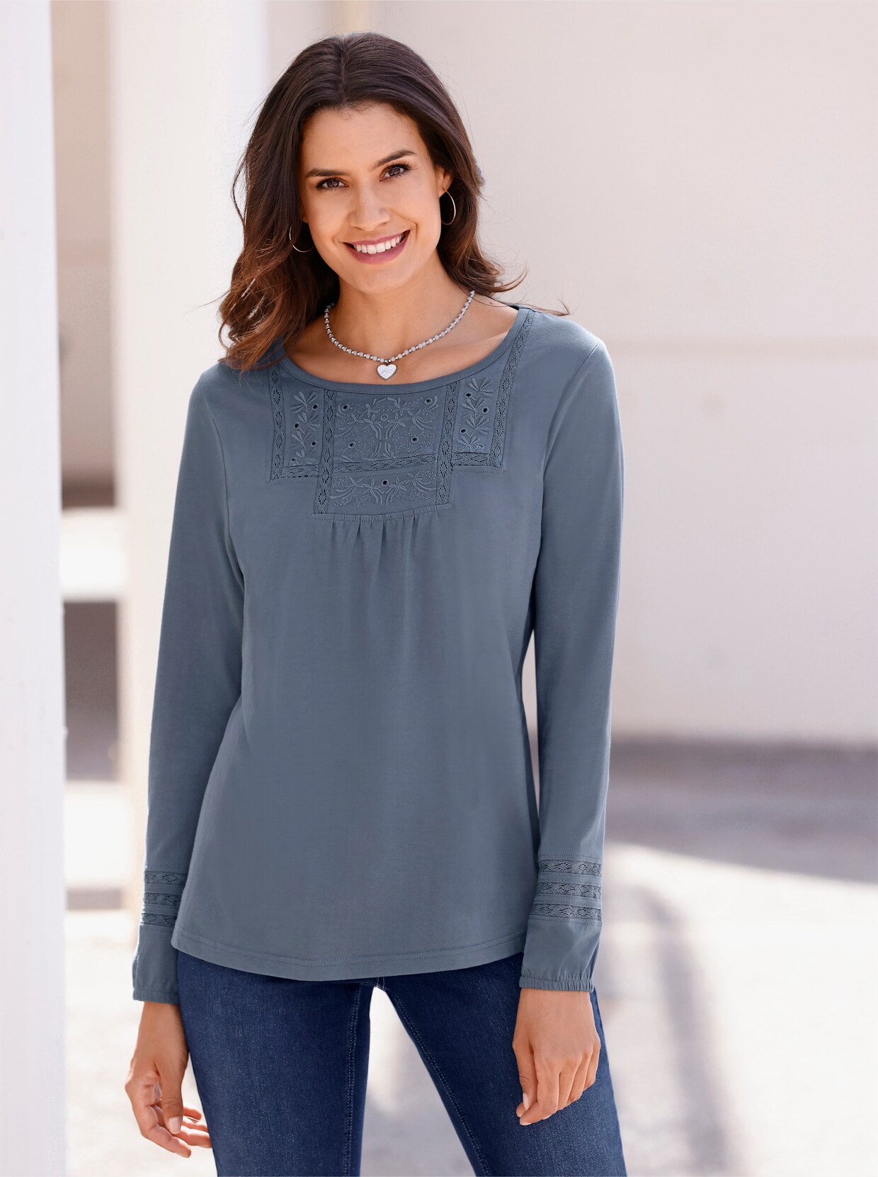 Langarmshirt - rauchblau