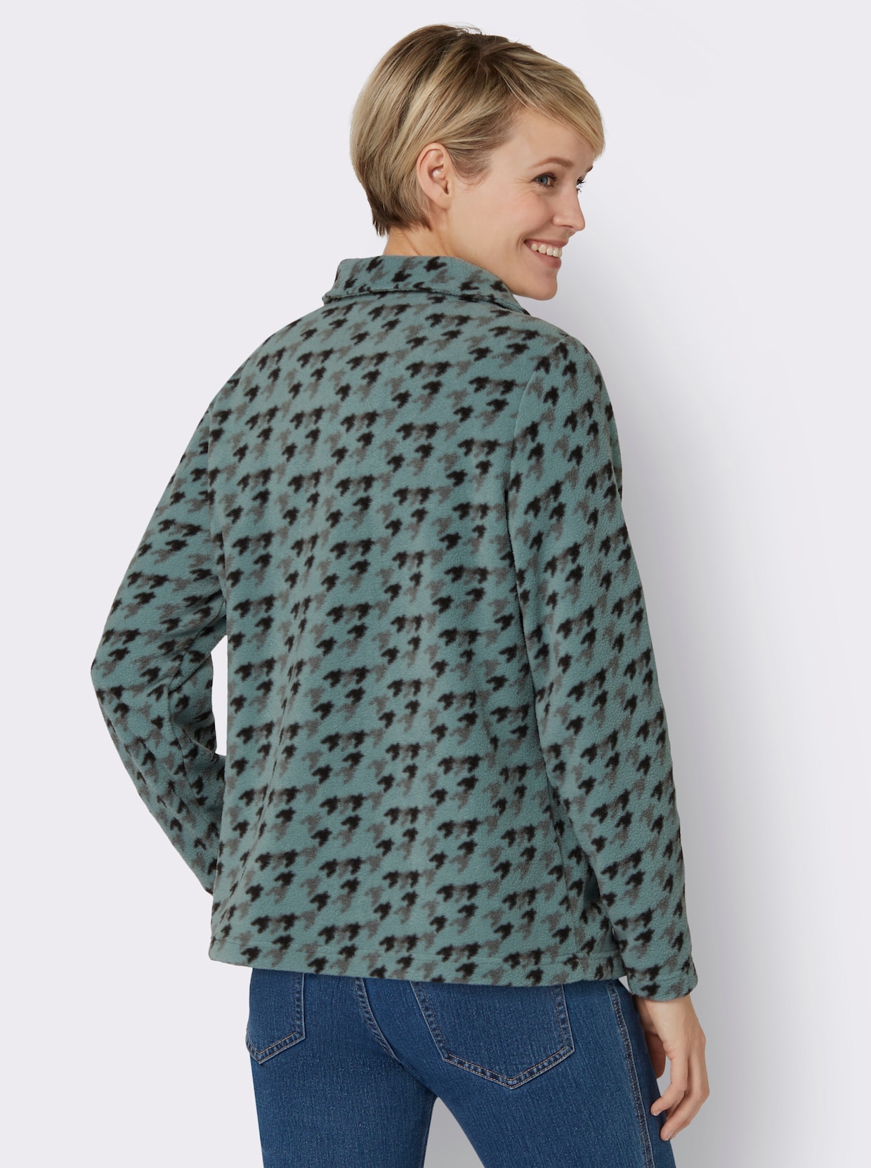 Fleece-Shirt - jade-bedruckt