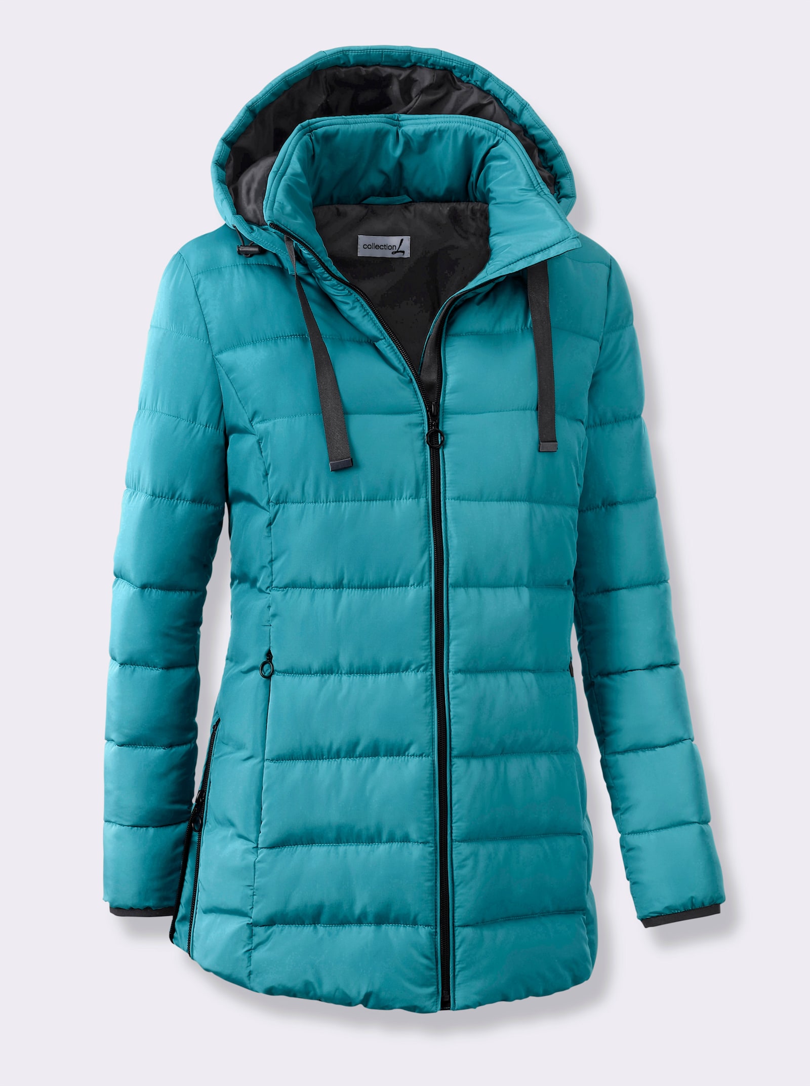 Steppjacke mit elastischer Kontrast-Paspelierung - aquapetrol