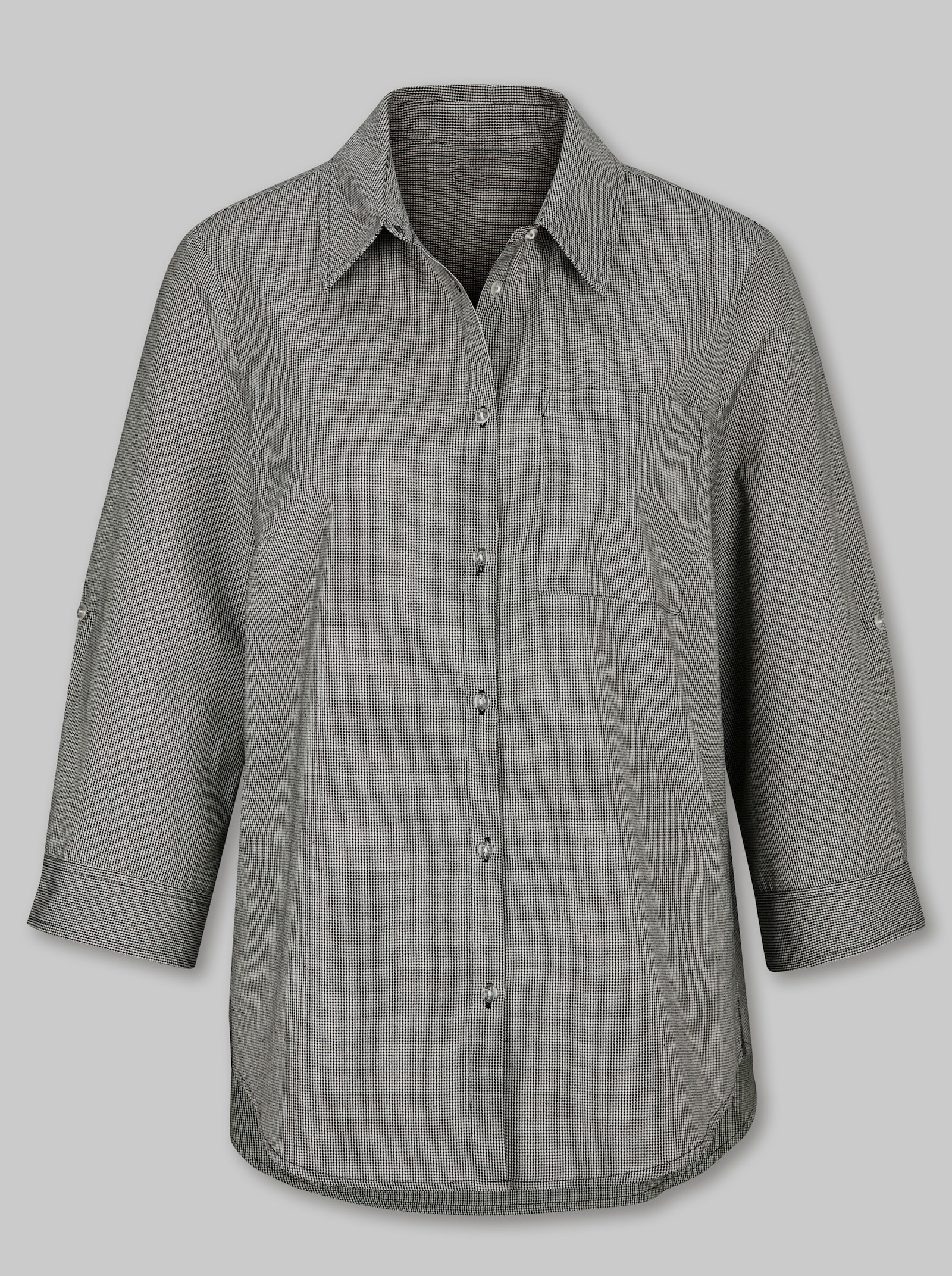 heine Karobluse mit Hemdkragen - schwarz-champagner-kariert