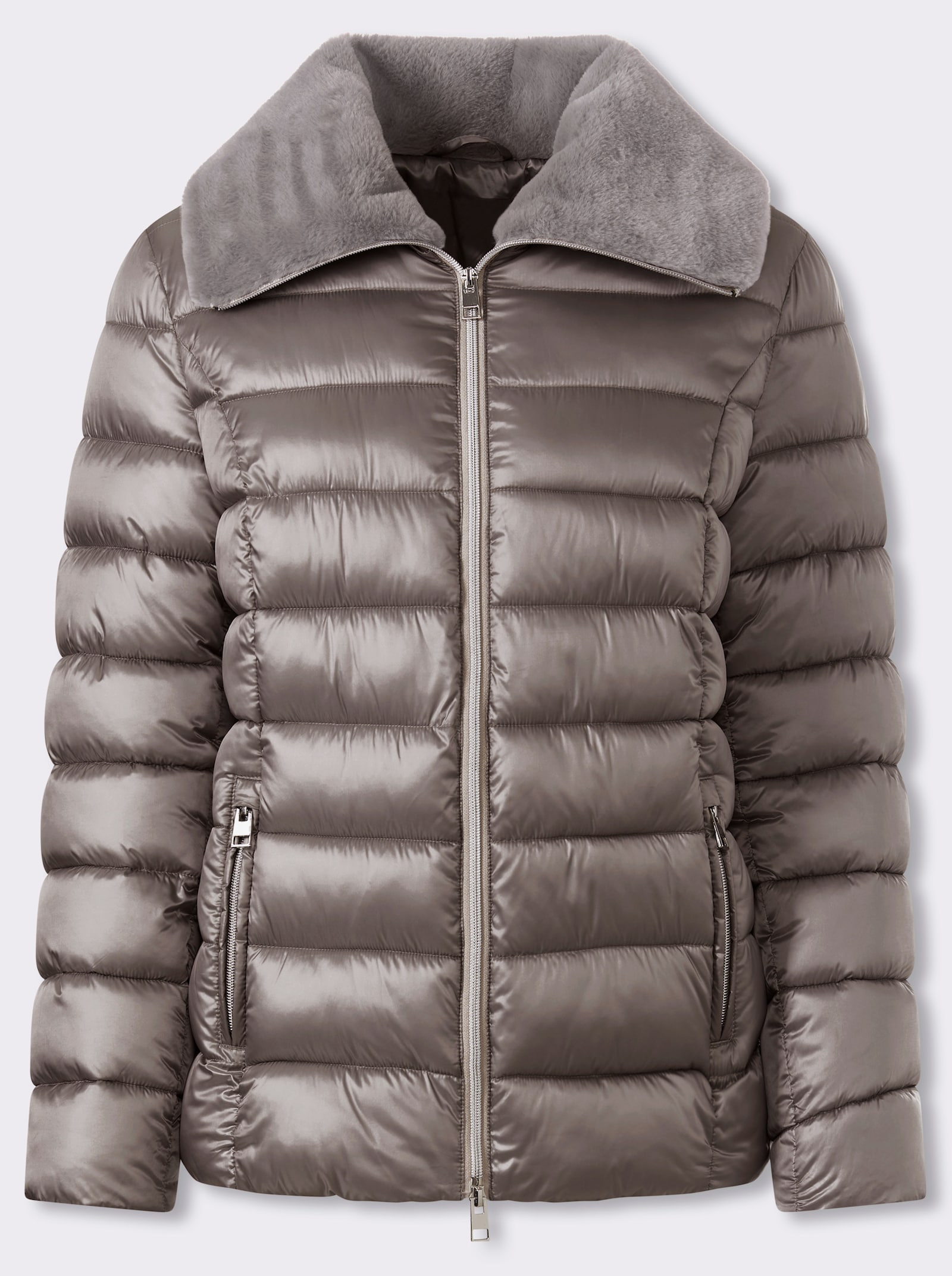 heine Steppjacke mit Fell-Imitat - taupe