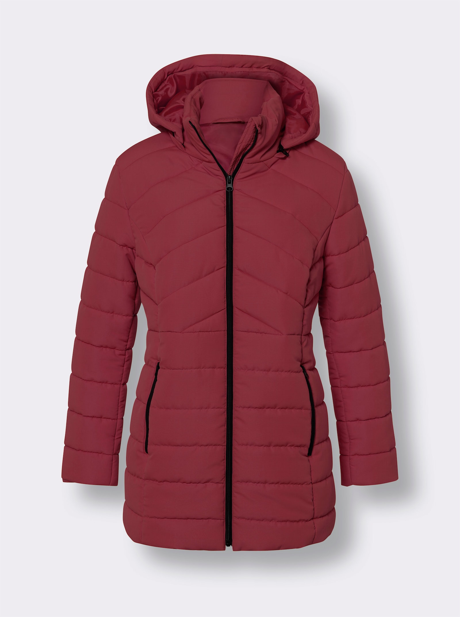 Steppjacke mit abnehmbarer Kapuze - dunkelrot