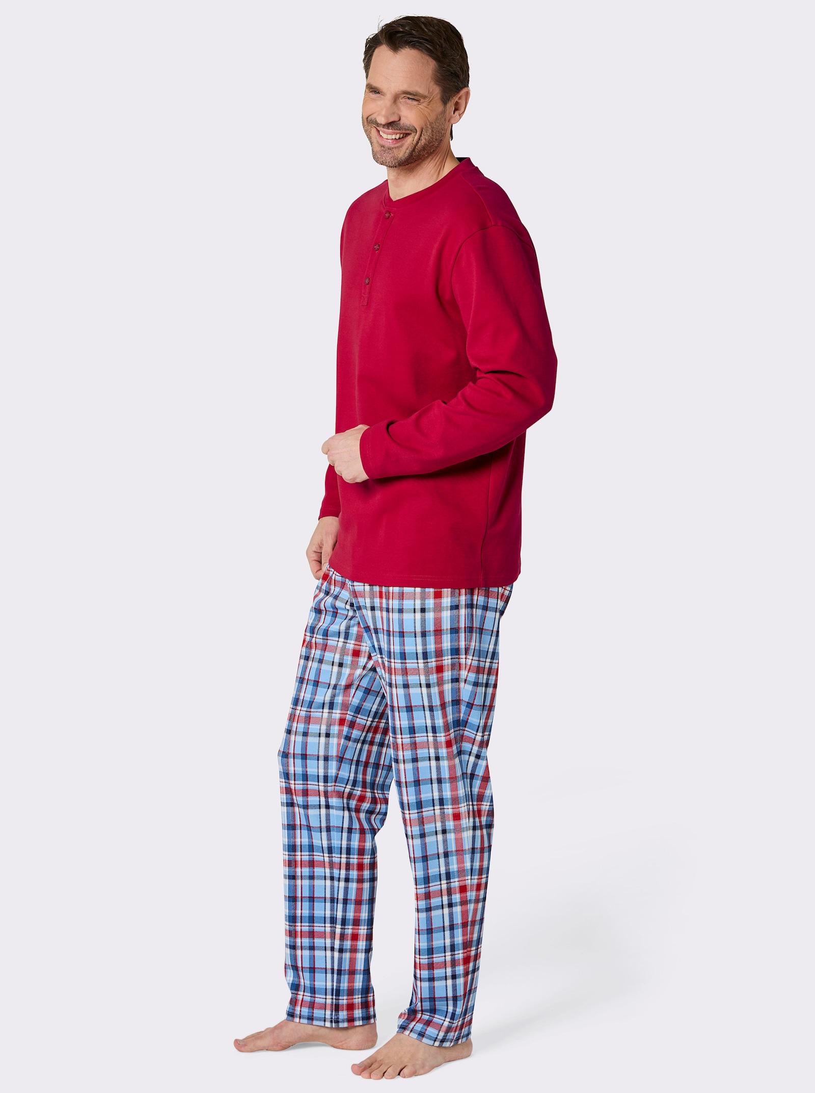 wäschepur men Schlafanzug - rot-himmelblau-kariert