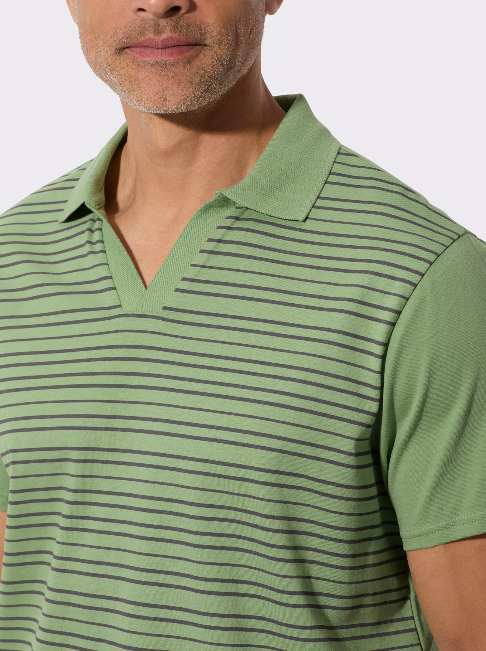 Poloshirt met elastische zoomboord - eucalyptus/antraciet