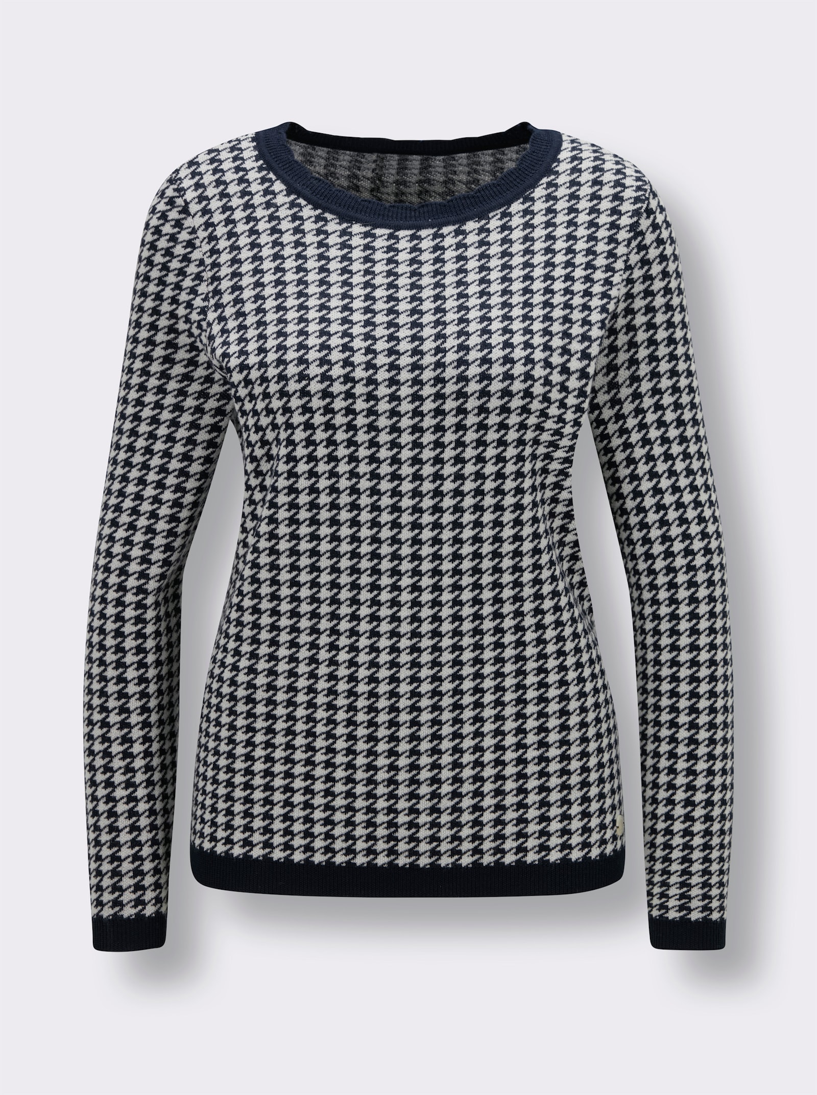 CREATION L PREMIUM Strickpullover aus Wolle - marine-champagner-gemustert