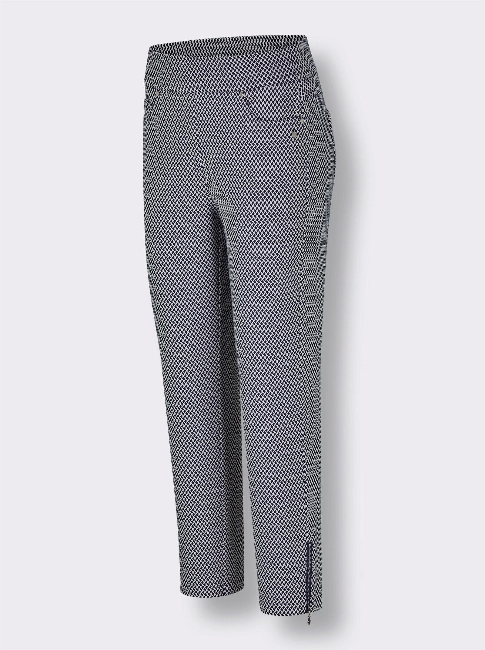 CREATION L PREMIUM Schlupfhose mit Jacquardmuster - marine-weiß-gemustert